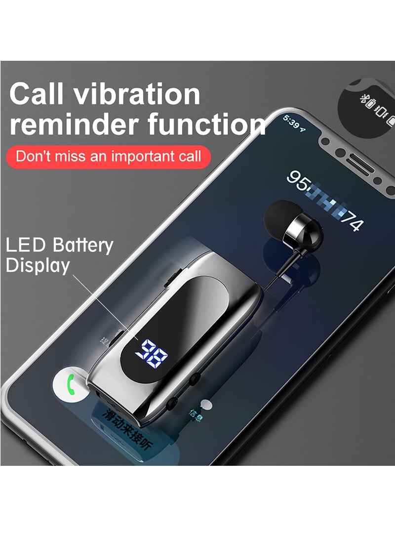 SYOSI Retractable Bluetooth Headphones, Collar Clip Bluetooth Headsets Wireless Earphone Battery Display Quick Charger Handsfree Earbuds v5.2 with Microphone for Cell Phone  - Image 4