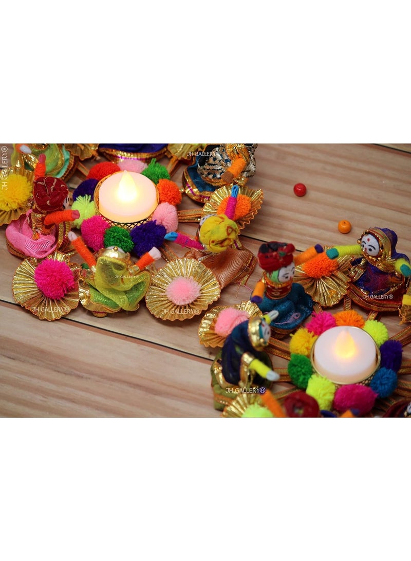 JH Gallery Recycled Material Rajasthani Raja Rani Puppet Dolls Decorative Tealight Candle Holder for Home Decor, Diwali Decoration, Multicolor (Pack of 2) - Image 5