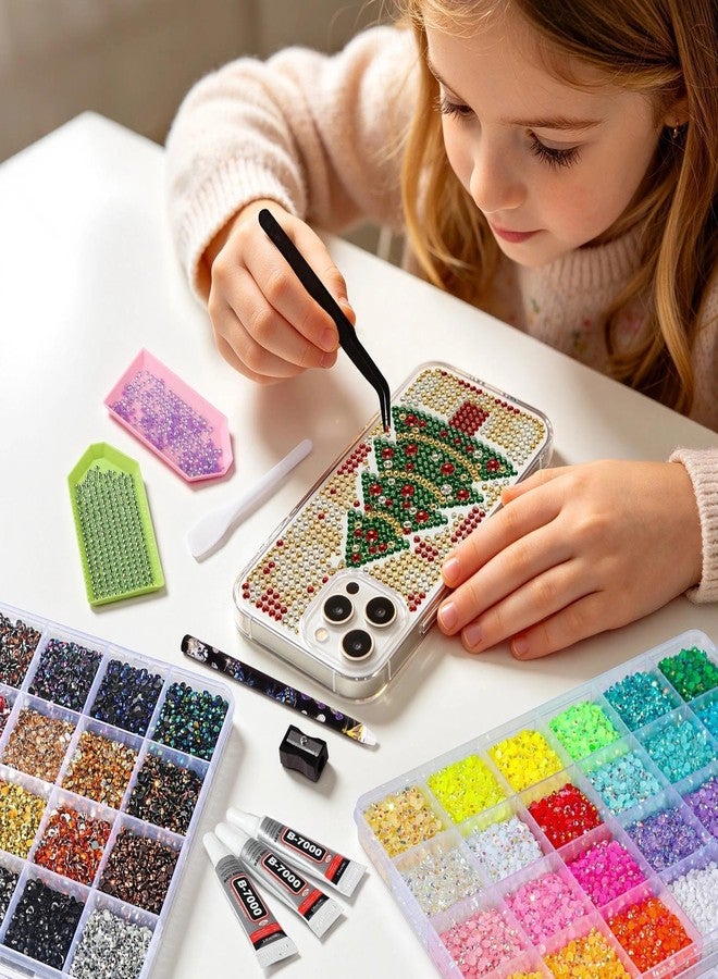 EgticLive 48 Colors Resin Jelly Rhinestones Bedazzling Kit, 48000Pcs 3mm Flatback Sparkling Gems with B7000 Jewelry Glue and Tools for DIY Crafts, Nail Art, Shoes Clothing Decor - Image 2