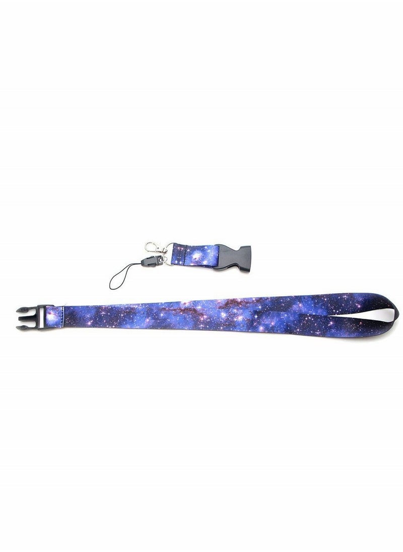 Y&D Lanyard Strap, Soft Fabric Neck Card Holder Keychain Strap Keys Lanyards ID Cell Phones Bags Accessories Quick Release Detachable Buckle, Purple Starry Sky Style  - Image 3