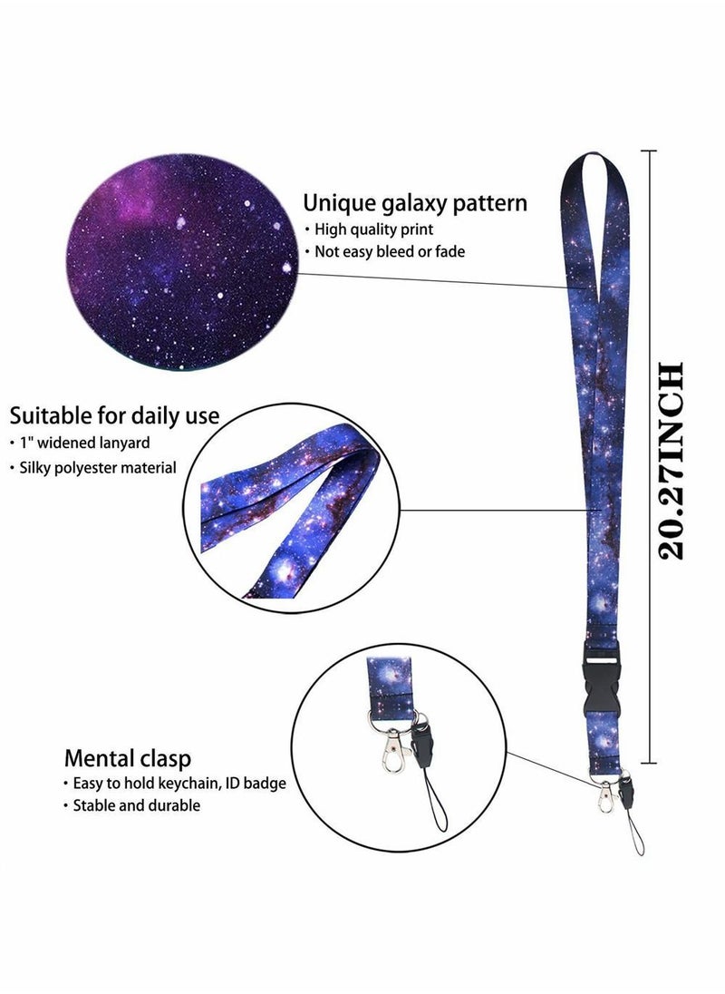 Y&D Lanyard Strap, Soft Fabric Neck Card Holder Keychain Strap Keys Lanyards ID Cell Phones Bags Accessories Quick Release Detachable Buckle, Purple Starry Sky Style  - Image 2