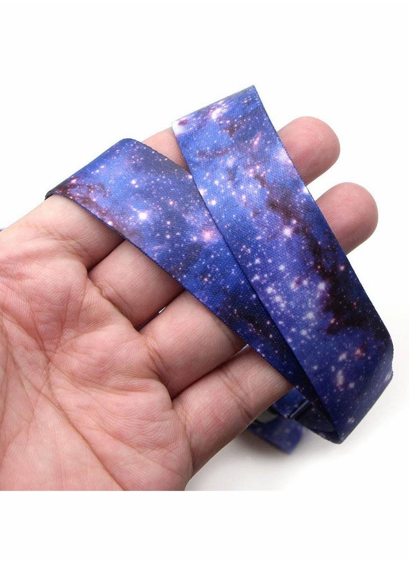Y&D Lanyard Strap, Soft Fabric Neck Card Holder Keychain Strap Keys Lanyards ID Cell Phones Bags Accessories Quick Release Detachable Buckle, Purple Starry Sky Style  - Image 4