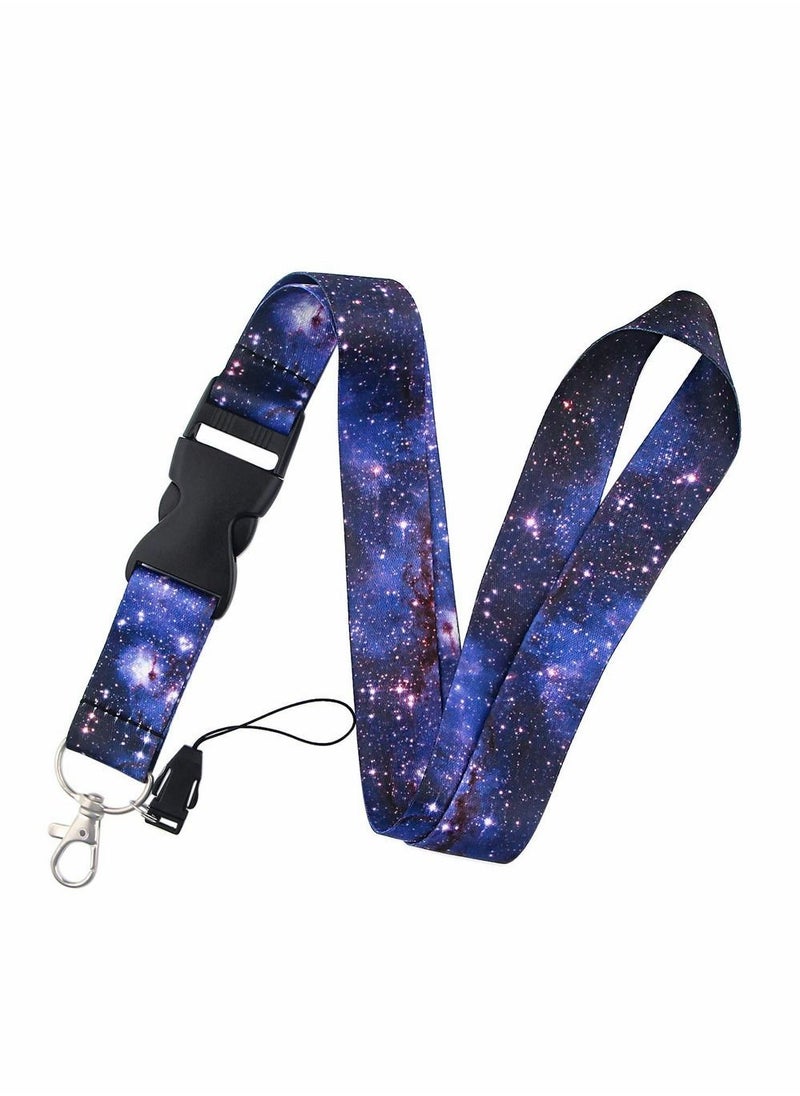 Y&D Lanyard Strap, Soft Fabric Neck Card Holder Keychain Strap Keys Lanyards ID Cell Phones Bags Accessories Quick Release Detachable Buckle, Purple Starry Sky Style  - Image 1