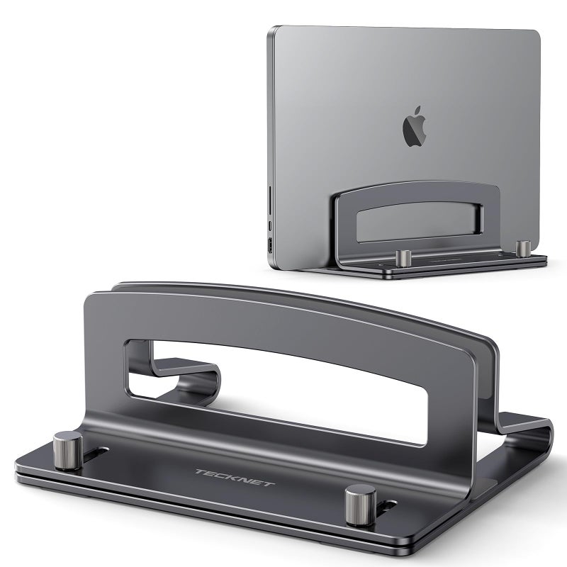 TECKNET Vertical Laptop Stand, Adjustable Aluminum Laptop Stand (Fits Up to 17.3"), Space-Saving Vertical Stand with Non-Slip & Scratch-Resistant Silicone, Compatible with MacBook Pro/Air, Dell, HP - Image 1
