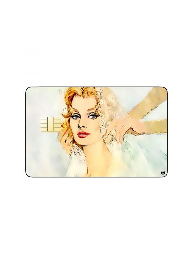 RKN PRINTED BANK CARD STICKER Beautiful Woman Vintage Art - Image 1