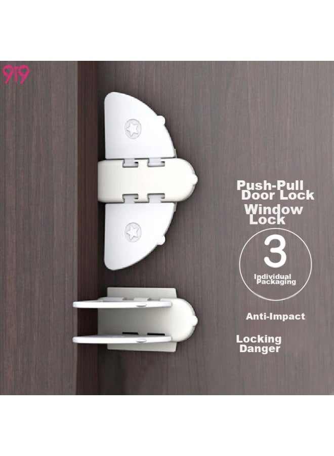 9i9 Baby Sliding Door Lock, Safety Lock, Window Lock, Glass Sliding Door Lock, Anti-pinch, 3-pack, A455 - Image 1