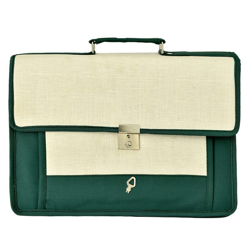 FUTURE X حقيبة جوت لحفظ ملفات اللابتوب والشهادات والمستندات المهمة، حقيبة مؤتمرات، منظم مستندات مع زر - متعددة الاستخدامات - Image 1