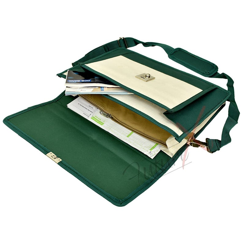 FUTURE X حقيبة جوت لحفظ ملفات اللابتوب والشهادات والمستندات المهمة، حقيبة مؤتمرات، منظم مستندات مع زر - متعددة الاستخدامات - Image 4