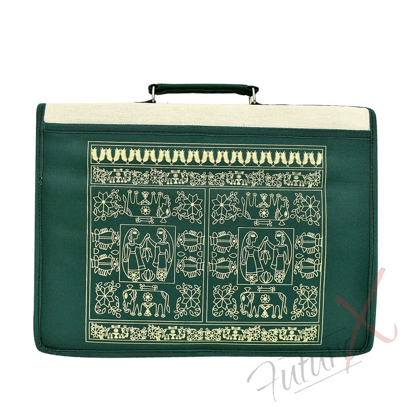 FUTURE X حقيبة جوت لحفظ ملفات اللابتوب والشهادات والمستندات المهمة، حقيبة مؤتمرات، منظم مستندات مع زر - متعددة الاستخدامات - Image 2