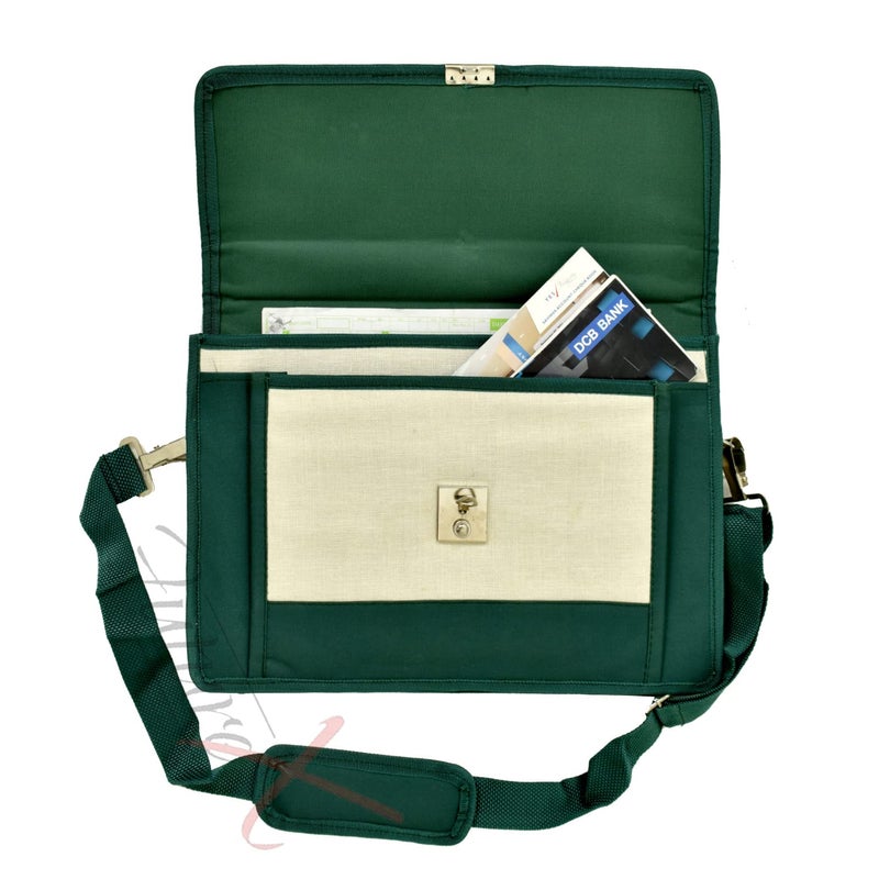 FUTURE X حقيبة جوت لحفظ ملفات اللابتوب والشهادات والمستندات المهمة، حقيبة مؤتمرات، منظم مستندات مع زر - متعددة الاستخدامات - Image 3