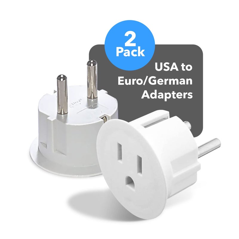 OREI American USA To European plug adapter â€“ Type E/F schuko plug adapter - Use in Germany, France, & more - CE Certified â€“ For Mobile, Laptop & Camera Chargers - 2 Pack - Image 3