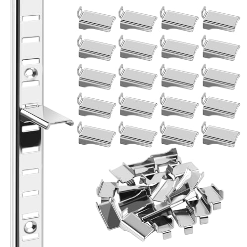 AOTHOTOP Shelf Support Clips Metal Shelf Clips for Adjustable Shelf Brackets Metal Shelving Kitchen Study Partition Cabinet Heavy Duty Stainless Steel Shelf Clips Silver 20 Pcs - Image 1
