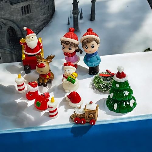 Moira 14 pcs Christmas Theme Miniature Decoration Items for Shops, Cake Toppers Plants, Terrariums, Doll Houses, Fairy Gardens - Image 4