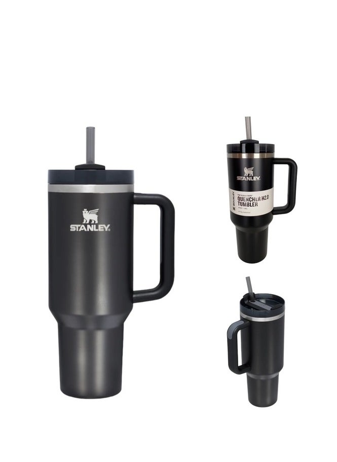Stanley - Quencher H2.0 FlowState 40oz Vacuum Insulated Tumbler – Black Stainless Steel Travel Mug with Leakproof Lid & Straw – Double-Wall Design Keeps Drinks Cold for 24H & Hot for 7H – Durable, Sweatproof, Reusable Cup for Gym, Work, Travel & Daily Use - Image 1