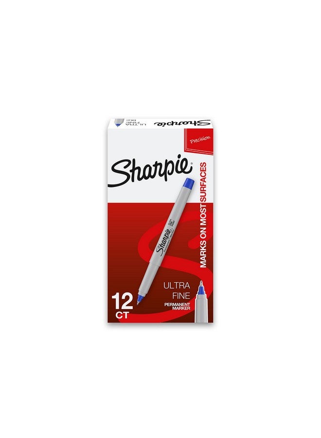 شاربي 37003 قلم تحديد دائم فائق الدقة، علامات على الورق والبلاستيك، مقاوم للبهتان والماء، معتمد من AP، لون أزرق، عبوة من 12 قطعة - Image 1