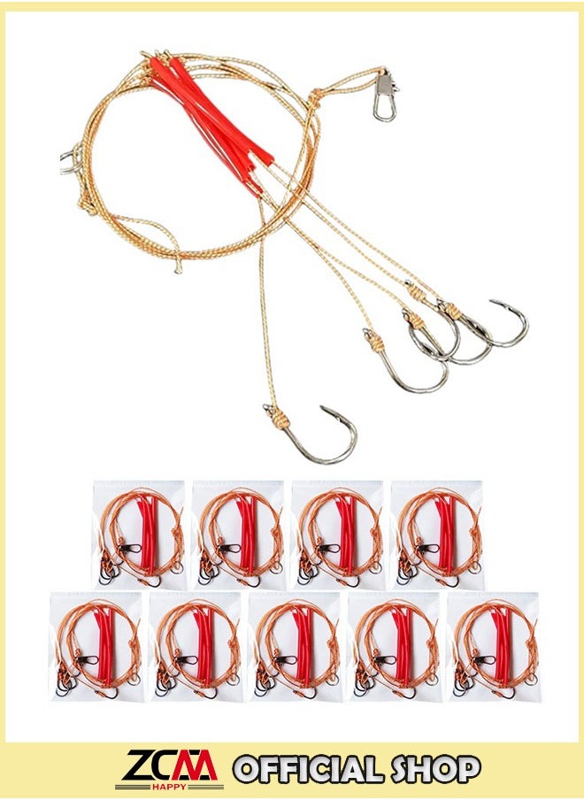 10-Piece Set Of Fishing String Hook Anti-Winding 5 Hooks Sea Fishing With Barbed Fishhook Fishing Group Set