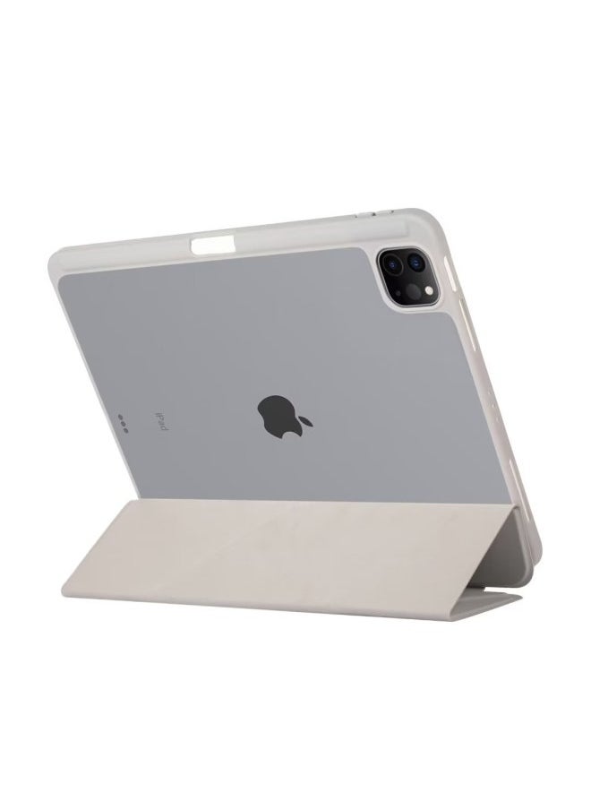 Suitable For IPad10.9 Protective Case Air6 Acrylic Pro11 Deformed Y-fold Protective Case With Pen Slot 2024-Color:white Ice-Applicable Model:iPad 10th 10.9 Inch 2022