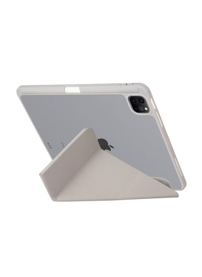 Suitable For IPad10.9 Protective Case Air6 Acrylic Pro11 Deformed Y-fold Protective Case With Pen Slot 2024-Color:white Ice-Applicable Model:iPad 10th 10.9 Inch 2022