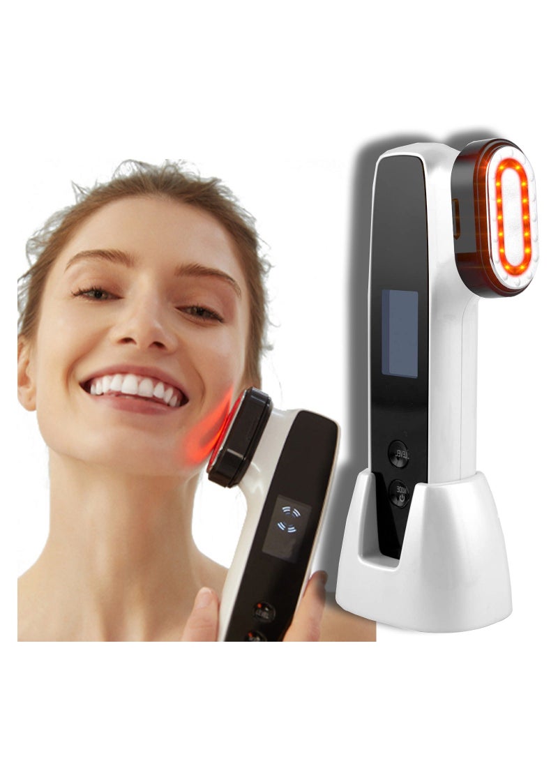 XiuWoo Radio Frequency Skin Tightening Machine,6-in-1 Rechargeable Anti-Aging Care Microcurrent Facial Device, Red Light, Wrinkle Remove, Rejuvenation, Skin-Firming, Coal Black and Pearl White - Image 1