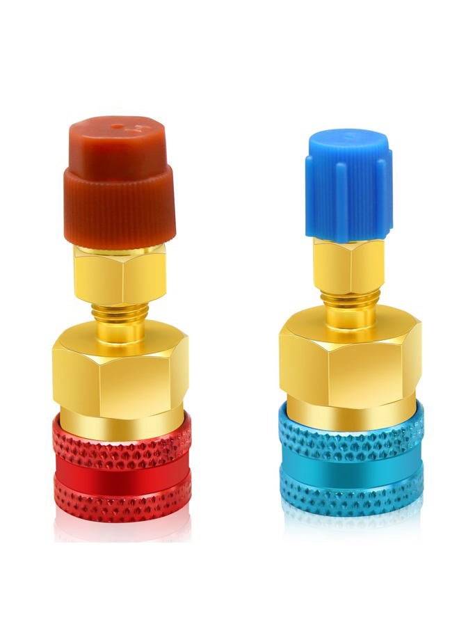 CANIPHA 2Pcs R1234yf to R134a Adapter, Quick Couplers Kit R1234yf Refrigerant Recharge Kit, High/Low Side R134a to R1234yf Adapters for R1234yf/R134a Car Ac Refrigerant System Evacuation Recharging, Red, Blue - Image 1