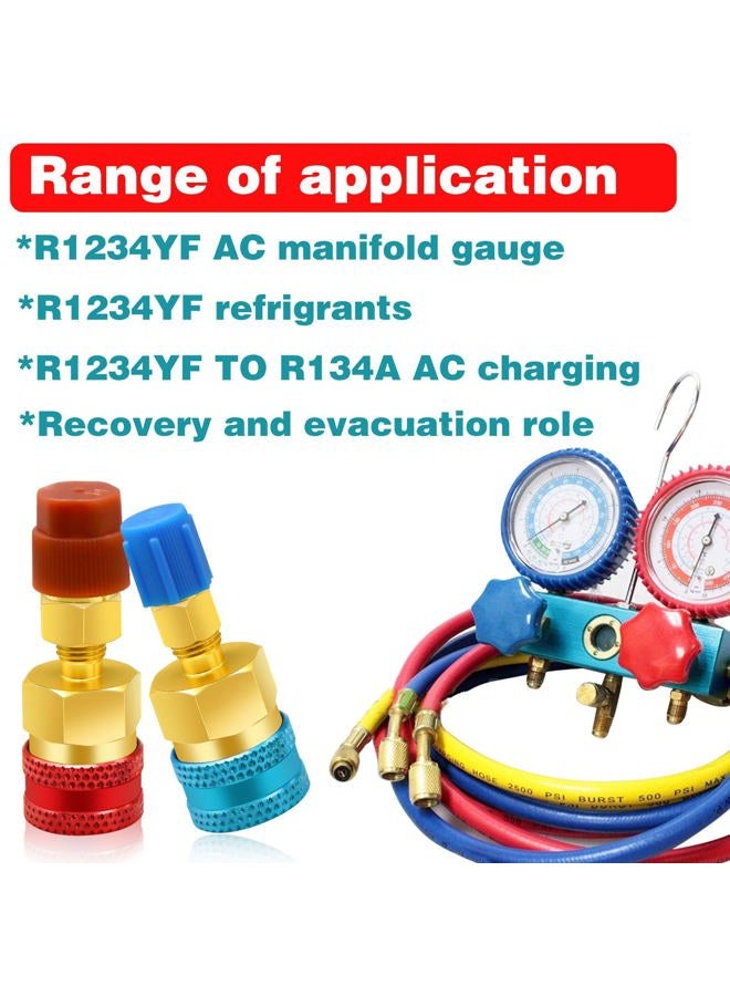 CANIPHA 2Pcs R1234yf to R134a Adapter, Quick Couplers Kit R1234yf Refrigerant Recharge Kit, High/Low Side R134a to R1234yf Adapters for R1234yf/R134a Car Ac Refrigerant System Evacuation Recharging, Red, Blue - Image 5