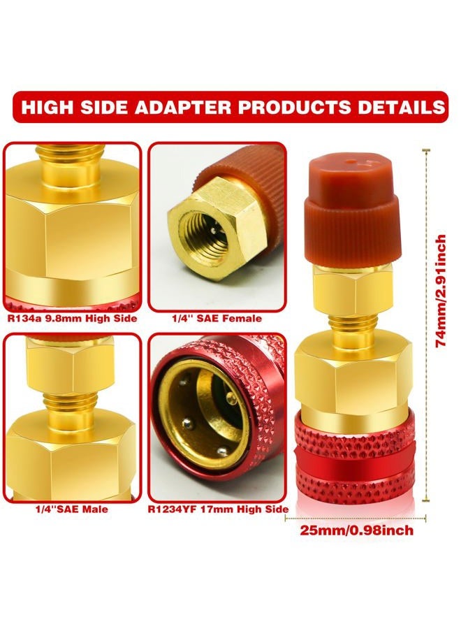 CANIPHA 2Pcs R1234yf to R134a Adapter, Quick Couplers Kit R1234yf Refrigerant Recharge Kit, High/Low Side R134a to R1234yf Adapters for R1234yf/R134a Car Ac Refrigerant System Evacuation Recharging, Red, Blue - Image 2