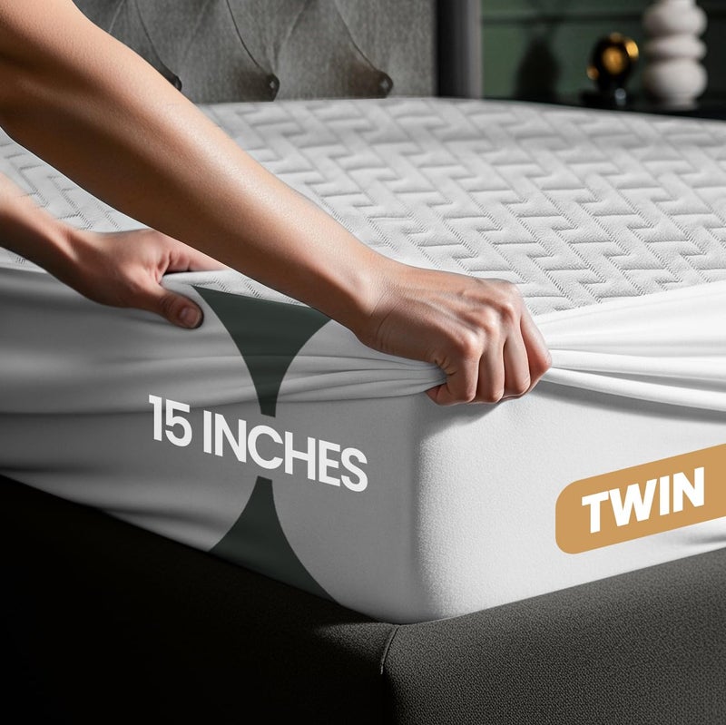 Utopia Bedding Waterproof Mattress Protector Twin Size  Premium 3D Air Soft Fabric Mattress Cover  Fits 15 Inches Deep  Breathable  Fitted Style with Stretchable Pockets - Image 3