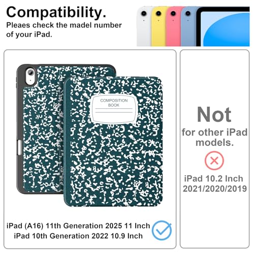 Supveco Case for ipad 10th Generation 10.9 Inch 2022 with Pencil Holder-[Multi Viewing Angles+Auto Wake/Sleep], Premium Folio Stand Case with Soft TPU Back Cover for iPad 10th Gen 2022-Teal - Image 2