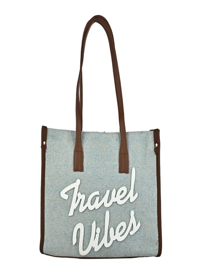 ENSAC Premium Cotton Jute Tote Bag for Women, Stylish Handbag for women with Zip Closure | Fit for Office Bag, College, Travel Use | Handcrafted in India - Image 1