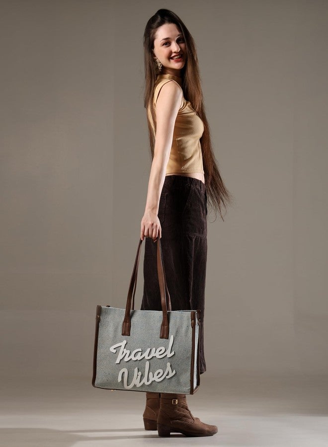 ENSAC Premium Cotton Jute Tote Bag for Women, Stylish Handbag for women with Zip Closure | Fit for Office Bag, College, Travel Use | Handcrafted in India - Image 5