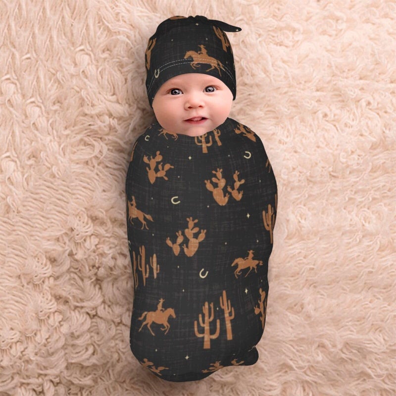 Jarverce Western Retro Swaddle Blankets Swaddling Blanket Western Clothes for Baby - Image 4