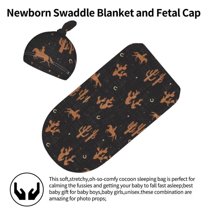 Jarverce Western Retro Swaddle Blankets Swaddling Blanket Western Clothes for Baby - Image 2