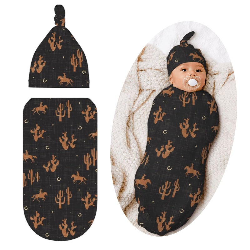 Jarverce Western Retro Swaddle Blankets Swaddling Blanket Western Clothes for Baby - Image 1