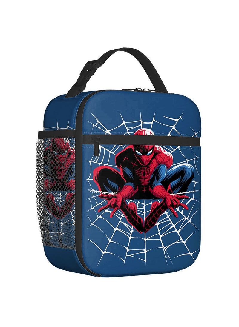 General Spider-Man printed student meal bags, children's insulated handbags, boys and girls picnic ice packs 