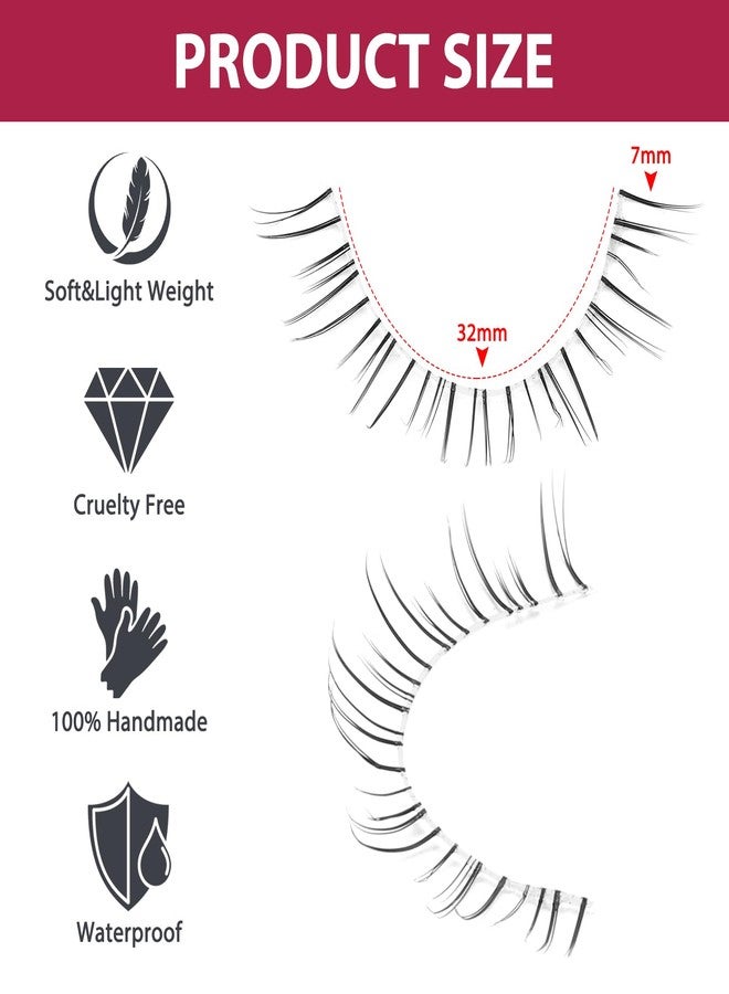 outopen 7 Pairs Bottom Lashes Japanese Manga Style False Eyelashes Soft Clear Band Strips False Eyelashes Natural Look Lower Lashes Reusable (A11) - Image 2