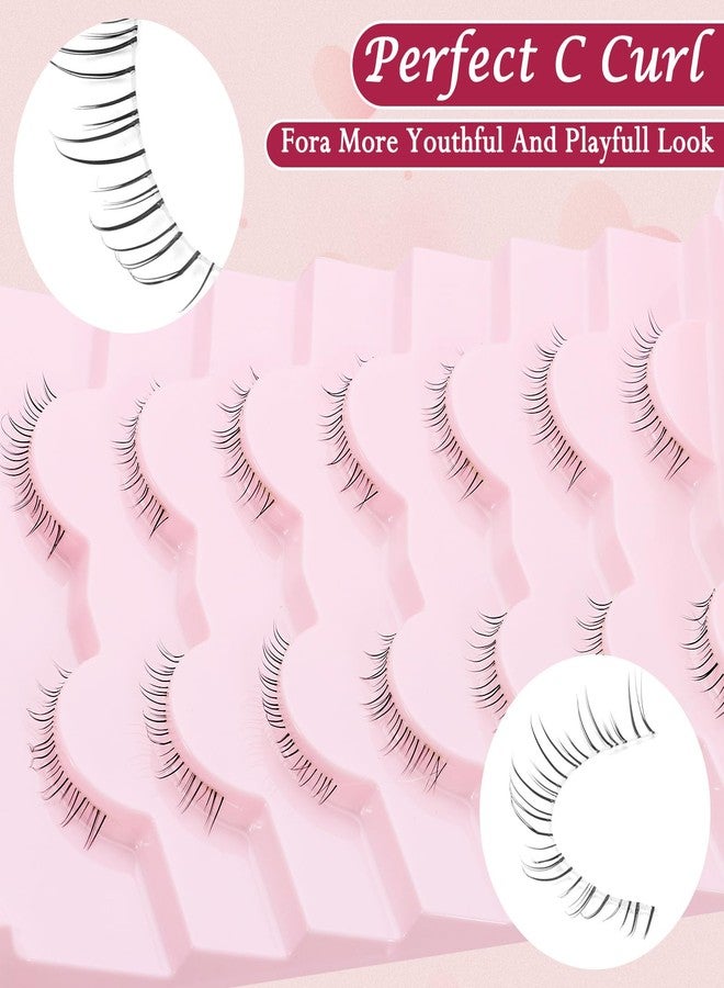 outopen 7 Pairs Bottom Lashes Japanese Manga Style False Eyelashes Soft Clear Band Strips False Eyelashes Natural Look Lower Lashes Reusable (A11) - Image 4