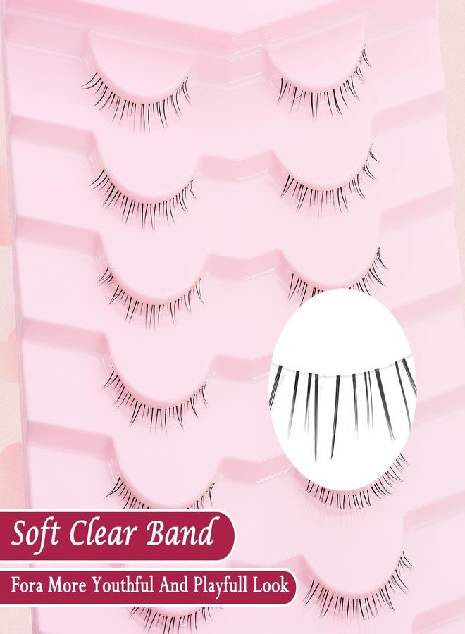 outopen 7 Pairs Bottom Lashes Japanese Manga Style False Eyelashes Soft Clear Band Strips False Eyelashes Natural Look Lower Lashes Reusable (A11) - Image 3