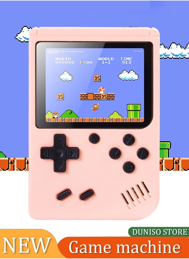 DUNISO - Handheld game console, 3.0 inch high definition color screen mini portable game console, built-in 800 classic games, supports cyclic charging, pink - Image 1