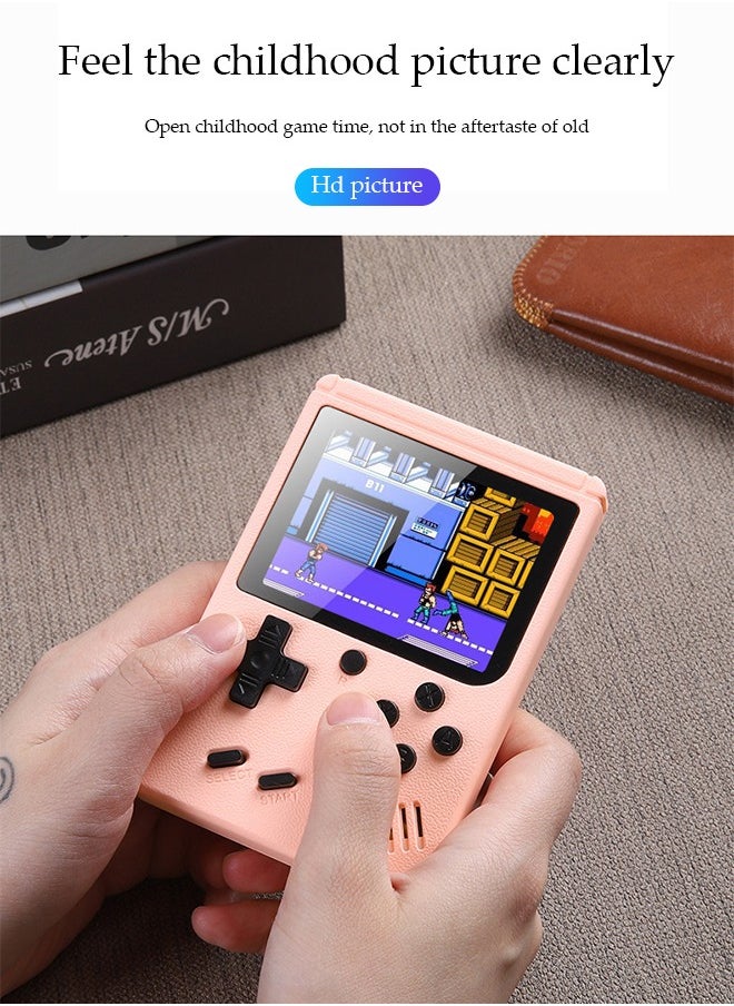 DUNISO - Handheld game console, 3.0 inch high definition color screen mini portable game console, built-in 800 classic games, supports cyclic charging, pink - Image 1