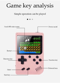 DUNISO Handheld game console, 3.0 inch high definition color screen mini portable game console, built-in 800 classic games, supports cyclic charging, pink  - Image 3