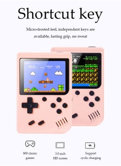 DUNISO Handheld game console, 3.0 inch high definition color screen mini portable game console, built-in 800 classic games, supports cyclic charging, pink  - Image 4