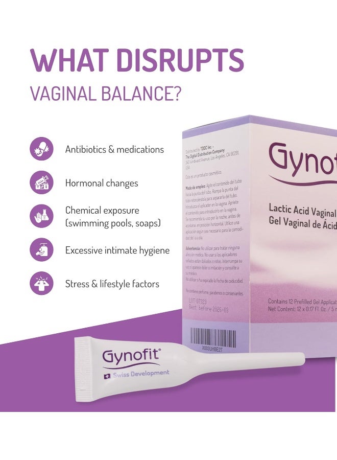 Gynofit Lactic Acid Vaginal Gel Vaginal Moisturizer pH Balance Restorer Vaginal Health Prevents Itching Burning Odor Hygienic Applicator Treats Prevents Vaginal Infections 6 Count - Image 3