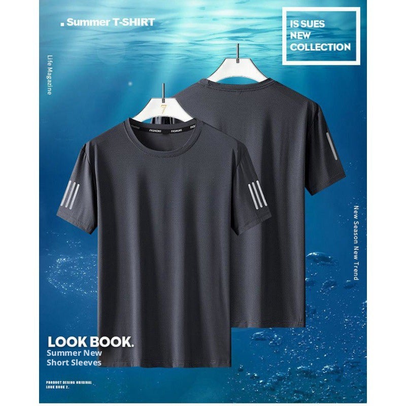 Men's Ice Silk Quick-Dry Round Neck T-Shirt - Image 2