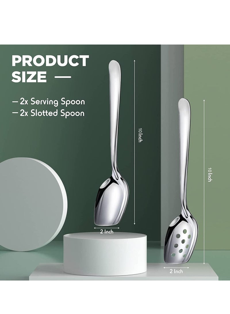 SYOSI Restaurant Catering Serving Utensils, Advanced Performance Skimmer Perforated, Stainless Steel Serving Spoons Set, for Buffet Can Banquet Cooking Kitchen Serving Spoons - Image 2