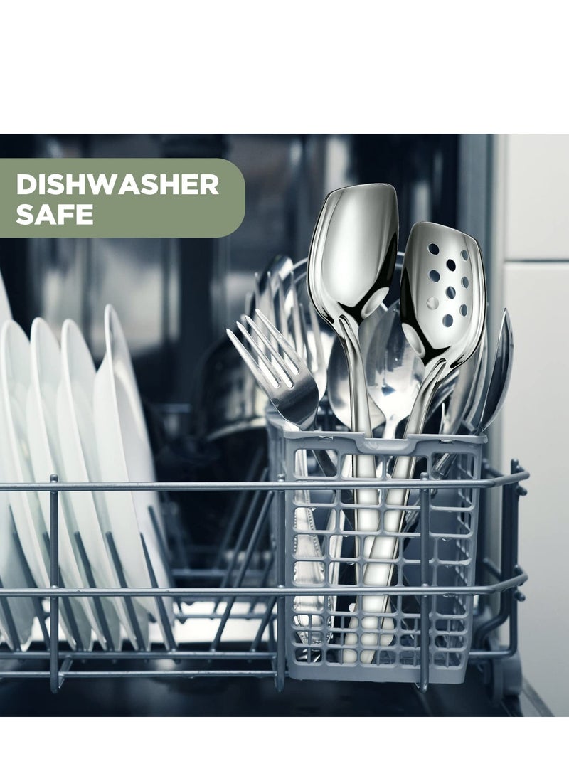 SYOSI Restaurant Catering Serving Utensils, Advanced Performance Skimmer Perforated, Stainless Steel Serving Spoons Set, for Buffet Can Banquet Cooking Kitchen Serving Spoons - Image 4