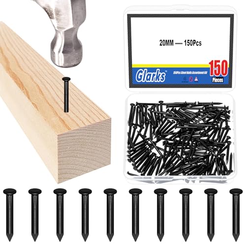 Glarks 150pcs 20mm Brick Steel Nails Kit Black Carbon Steel Hardware Nails Finishing Nails Brad and Picture Hanging Nails Wood Nails Cement Nails for Drywall and Pine - Image 1