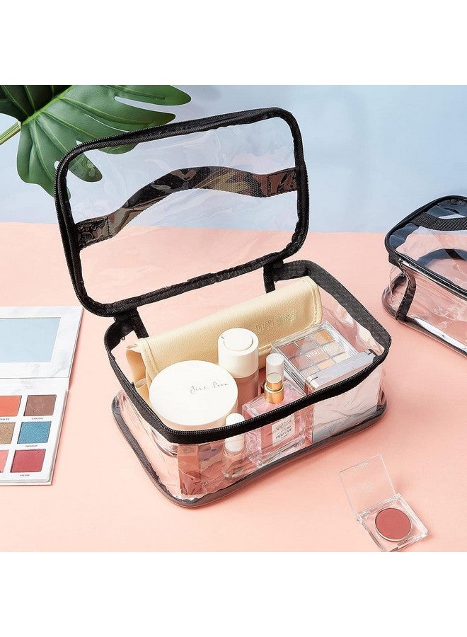 LYF5STAR Clear Transparent Cosmetic Pouches (8.3" x5" x 3.5") with Double Zipper & Handle for Women/Men/Girls | Suitable for Travel, Carry Makeup, Jewellery, Toiletry Bag - Multi Color - Pack of 2 - Image 4