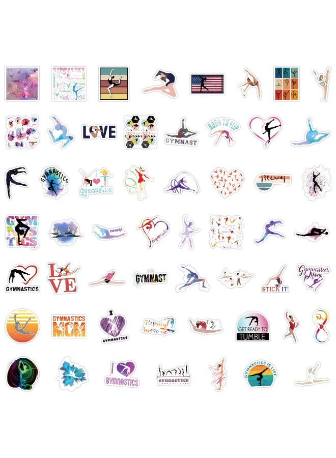 NIBEMINENT 55 Pcs Cartoon Gymnastics Deco Kit Waterproof Stickers, High Definition Printing Bright Colors, Suitable for Laptop Skateboard Luggage Water Bottle Guitar DIY - Image 1