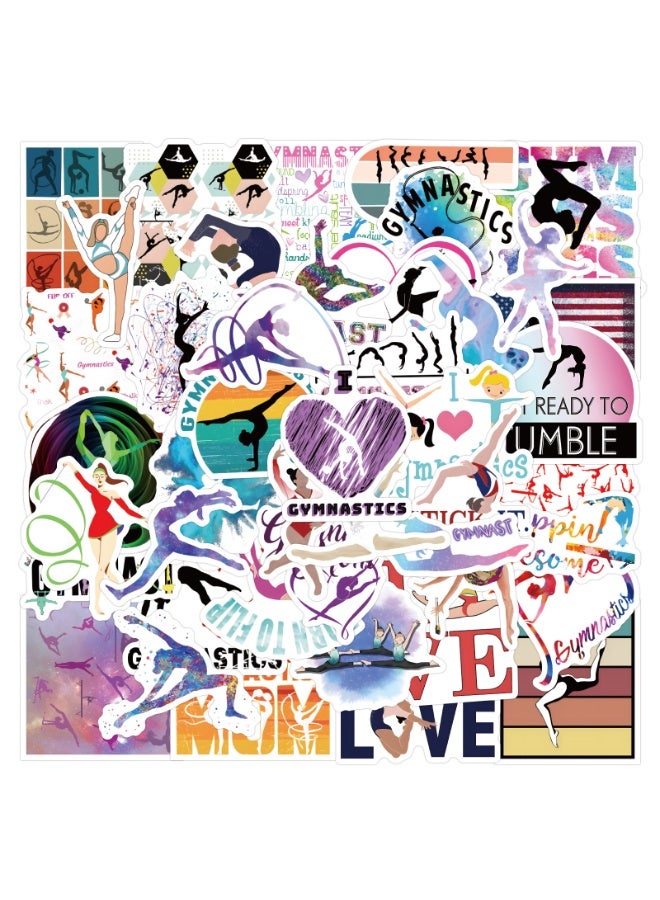 NIBEMINENT 55 Pcs Cartoon Gymnastics Deco Kit Waterproof Stickers, High Definition Printing Bright Colors, Suitable for Laptop Skateboard Luggage Water Bottle Guitar DIY - Image 2