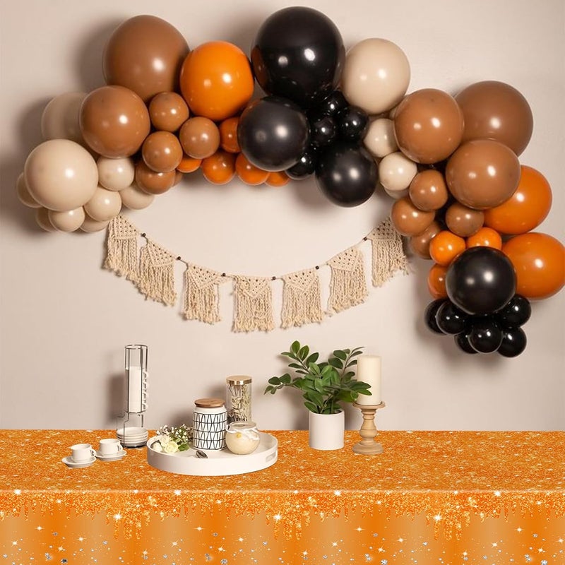 Mienocol 2pcs OrangeTable Cloth Party Disposable Tablecloths,137 x274cm Shiny Glitter Diamond Orange Party Rectangular Dining Table Cover for Birthday,Halloween,Thanksgiving,Harvest Festival Autumn Table Décor - Image 4